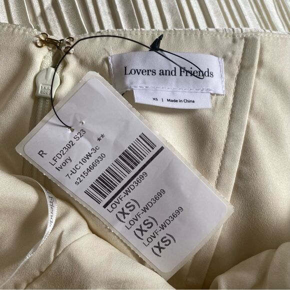 Lovers And Friends Benni Midi Dress in Ivory white
 Pleated halter Revolve XS - Picture 9 of 14